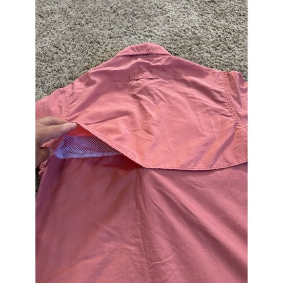 LL BEAN Pink Button Up Fishing Shirt Vented Mesh Outdoor Camp Short Sleeve M - Picture 4 of 8